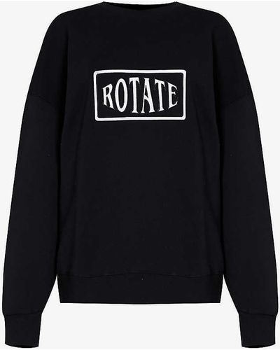 ROTATE SUNDAY Brand-embroidered Relaxed-fit Organic-cotton Sweatshirt - Black