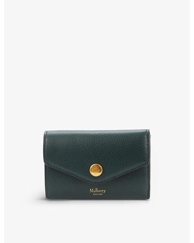 Mulberry Plaque-embellished Grained Leather Wallet - Green