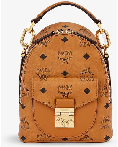 MCM Tracy Monogram Coated Canvas And Leather Backpack - Brown