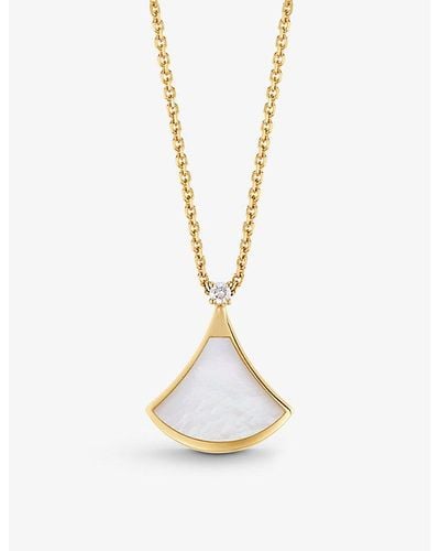 BVLGARI Divas' Dream 18ct , Mother-of-pearl And 0.03ct Diamond Pendant Necklace - White