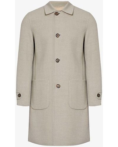 Eleventy Single-breasted Reversible Wool Coat - Grey