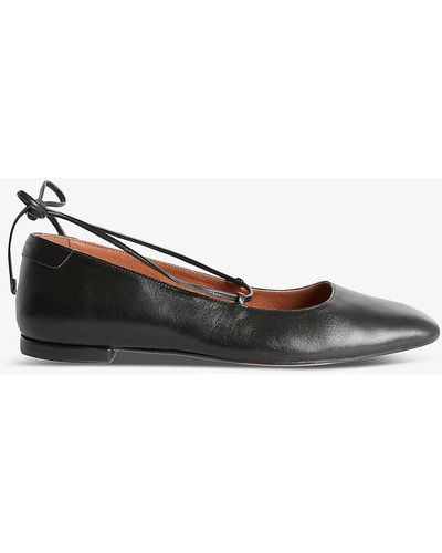 Claudie Pierlot Augustin Pointed-toe Leather Ballet Flats - Black