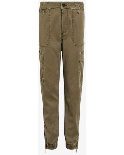 AllSaints Nola Patch-pocket High-rise Stretch-cotton Cargo Trousers - Green