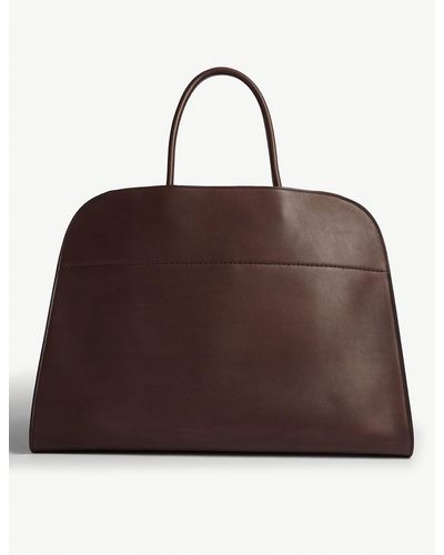 The Row Margaux Large Leather Tote - Brown