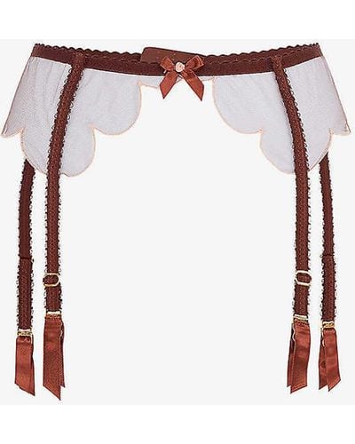 Agent Provocateur Lorna Panelled Lace And Mesh Suspender Belt - White