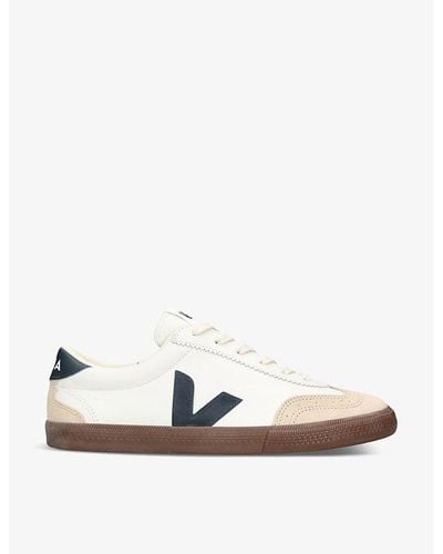 Veja Volley Logo-embroidered Leather Low-top Sneakers - White