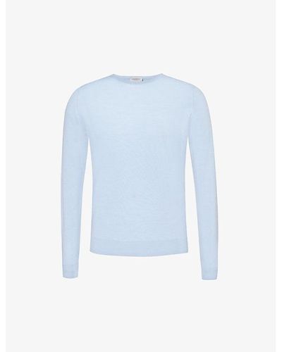 John Smedley Lundy Crewneck Wool Knitted Sweater - Blue
