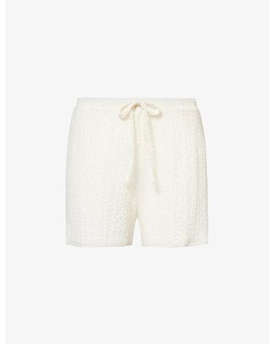 4th & Reckless Lanai Crinkle-texture Stretch-woven Shorts - White