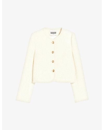 Claudie Pierlot Braided-trim Straight-fit Tweed Jacket - White