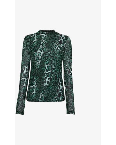 Whistles Animal-print Recycled Polyester-blend Top - Green