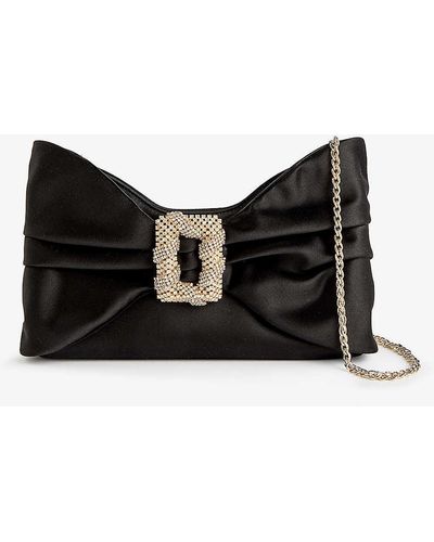 Rodo Cecilia Bow-shaped Satin Clutch Bag - Black