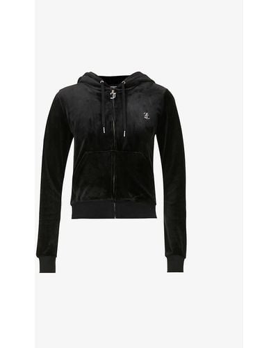 Juicy Couture Logo-embellished Velour Hoody X - Black