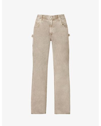 Agolde Otto Wide-leg Mid-rise Organic-denim Jeans - Natural