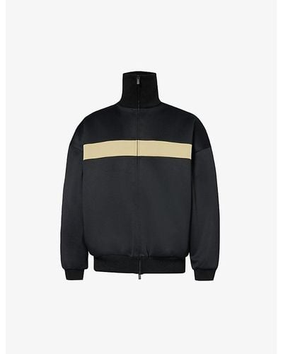 Fear Of God Track Brand-patch Relaxed-fit Jersey Jacket - Black