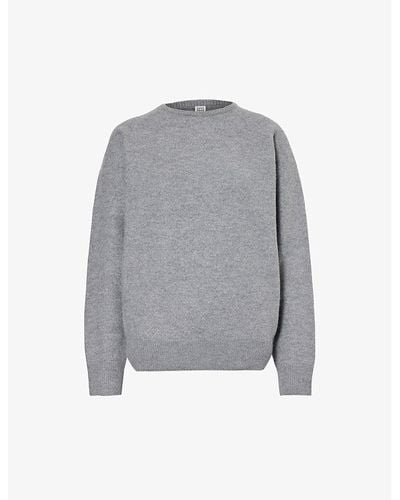 Totême Boxy-fit Raglan-sleeve Wool-blend Sweater - Grey