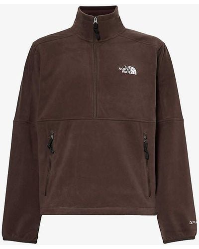 The North Face Logo-embroidered Funnel-neck Fleece Sweatshirt - Brown