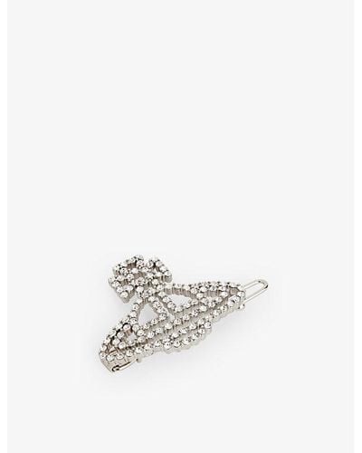 Vivienne Westwood Annalisa Crystal And Brass Hairclip - White