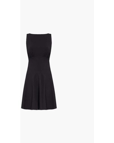 Reformation Mayve Round-neck Stretch-woven Mini Dress - Black