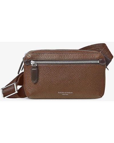 Aspinal of London Reporter East West Grained-leather Messenger Bag - Brown