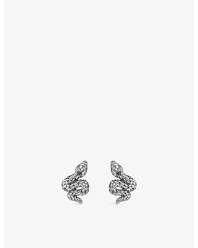 Thomas Sabo Rebel At Heart Snake Sterling Silver And Zirconia Stud Earrings - White
