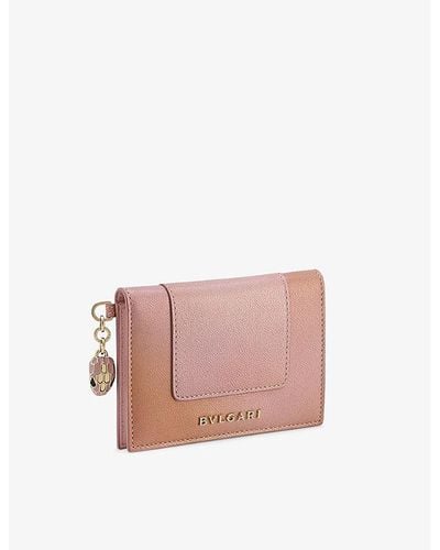 BVLGARI Serpenti Forever Leather Card Holder - Pink