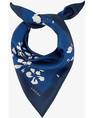 Soeur Capucine Graphic-print Silk Scarf - Blue