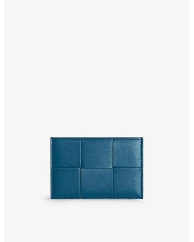 Bottega Veneta Cassette Intrecciato-woven Leather Card Holder - Blue