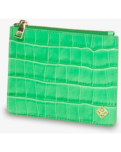 Sandro Slide Croc-embossed Leather Purse - Green