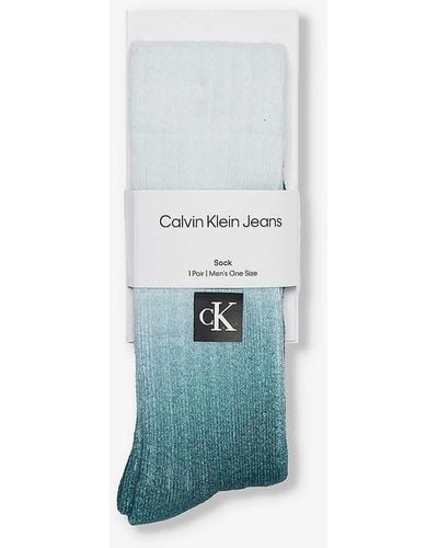Calvin Klein Gradient Ribbed Cotton-blend Knitted Socks - White