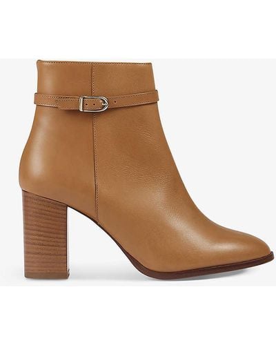 LK Bennett Bryony Strap-embellished Leather Heeled Boots - Brown