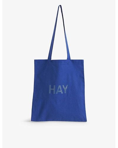 Hay Logo-print Cotton Tote Bag - Blue