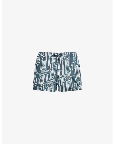 Ted Baker Peaty Butterfly-print Recycled-polyester Swim Shorts - Blue