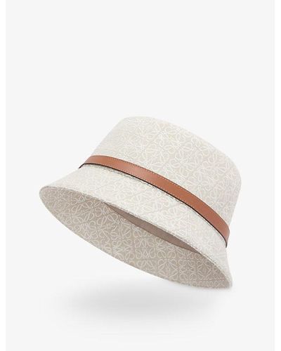 Loewe Anagram-print Wide-brim Cotton-blend Bucket Hat - White