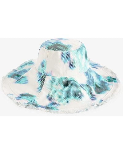 Ted Baker Fiionn Blurred Floral-print Cotton Beach Hat - Blue