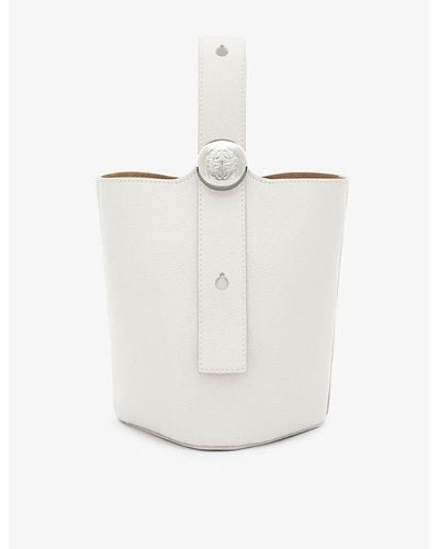 Loewe Pebble Mini Leather Bucket Bag - White