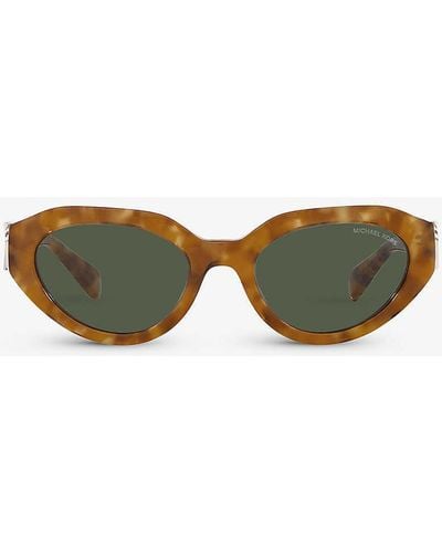 Michael Kors Mk2192 Empire Branded-arm Oval-frame Tortoiseshell Acetate Sunglasses - Green