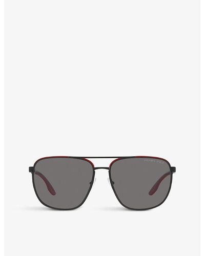 Prada Linea Rossa Ps 50ys Aviator Metal Sunglasses - Gray