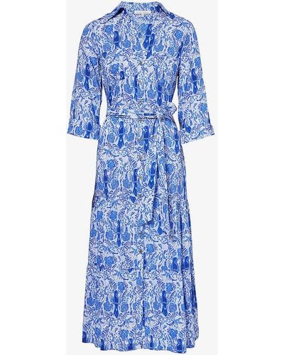 Heidi Klein Lake Como Floral-pattern Woven Maxi Dress - Blue