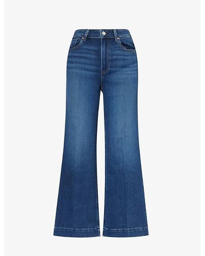 PAIGE Anessa Wide-leg Cropped Stretch-denim Jeans - Blue