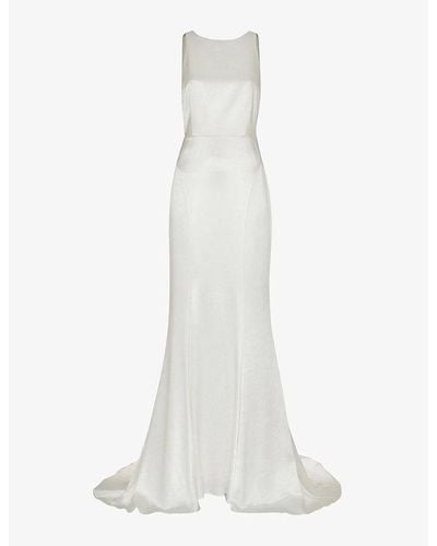 Whistles Lina Low-back Satin Wedding Dress - White