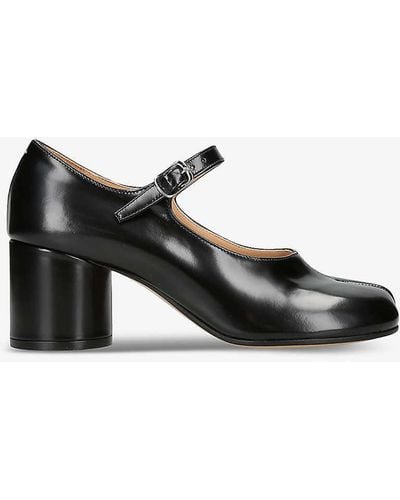 Maison Margiela Tabi 60 Split-toe Block-heel Leather Mary-janes - Black