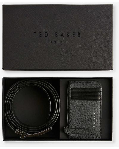 Ted Baker Santel Bovine-leather Cardholder And Belt Set - Black