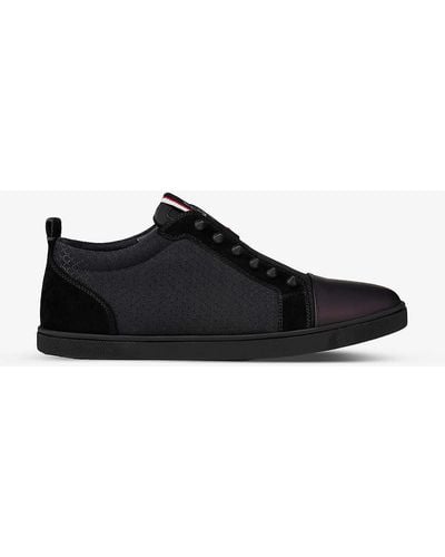 Christian Louboutin F.a.v Fique A Vontade Leather And Woven Low-top Trainers - Black