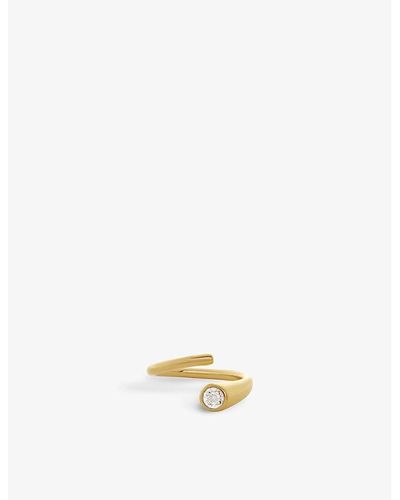 Monica Vinader Essential Recycled 18ct Yellow -plated Vermeil Sterling-silver And 0.05ct Diamond Ring - Metallic
