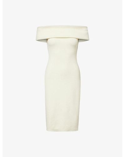 Bottega Veneta Off-shoulder Stretch-woven Midi Dress - White