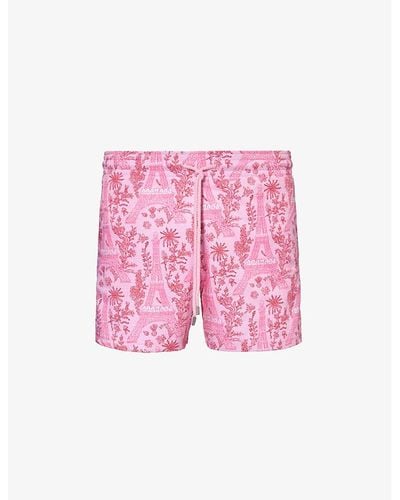 Vilebrequin Moorise Graphic-print Stretch-recycled-polyamide Swim Shorts Xx - Pink