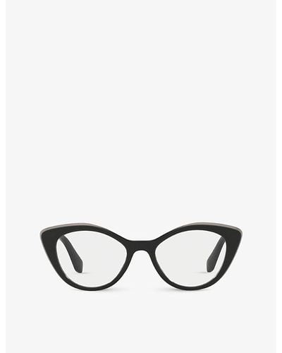 Miu Miu Mu01rv Logo-embossed Cat's-eye Acetate Optical Glasses - White