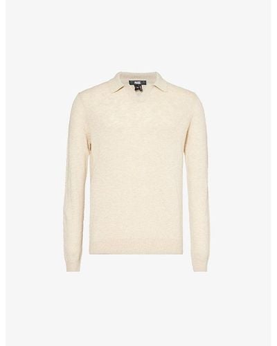 PAIGE Valdez Long-sleeve Cotton-blend Polo Shirt - Natural