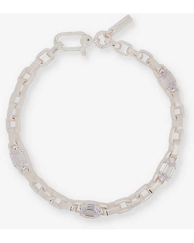 Hatton Labs H-link Solitaire-cut Sterling- And Cubic-zirconia Bracelet - White