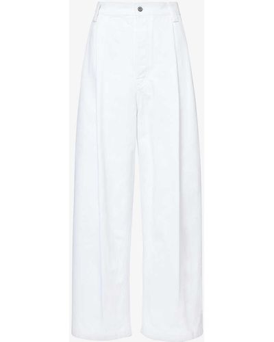 Bottega Veneta Pleated Wide-leg Mid-rise Denim Trousers - White